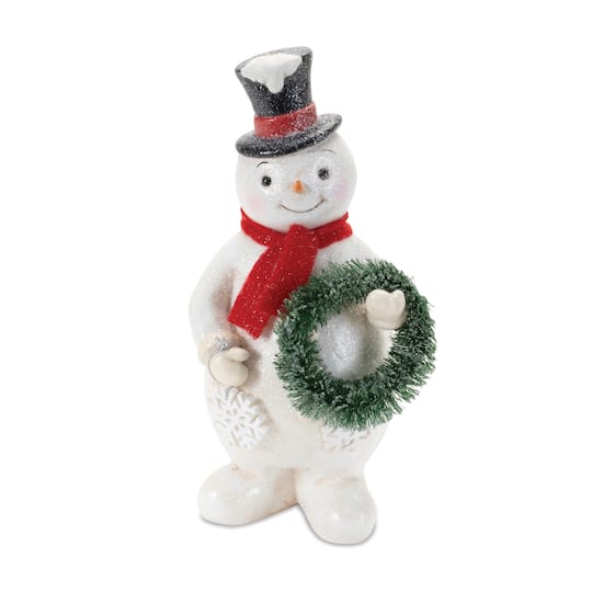 Glittered Snowman Figurine Set